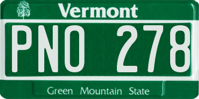 VT license plate PNO278