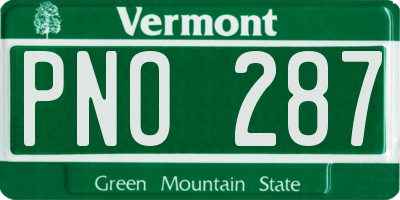 VT license plate PNO287