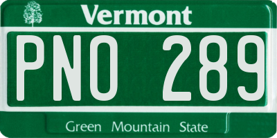 VT license plate PNO289