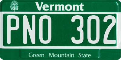 VT license plate PNO302