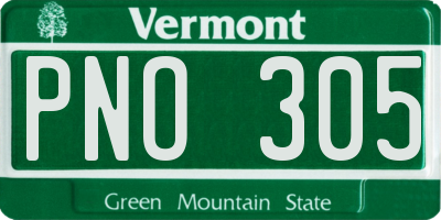 VT license plate PNO305
