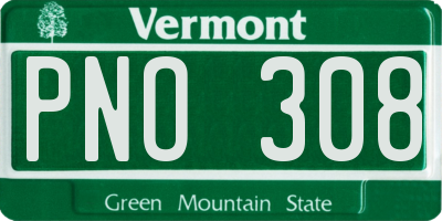 VT license plate PNO308