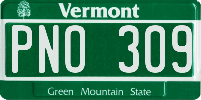 VT license plate PNO309