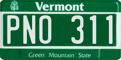 VT license plate PNO311
