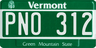 VT license plate PNO312
