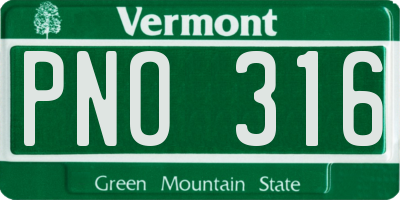 VT license plate PNO316