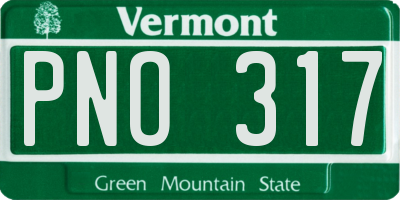 VT license plate PNO317