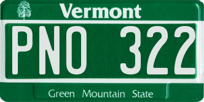 VT license plate PNO322