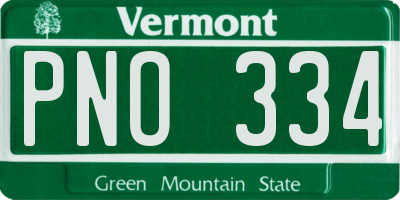 VT license plate PNO334