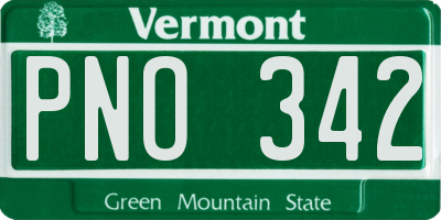 VT license plate PNO342