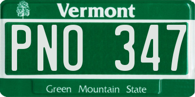 VT license plate PNO347