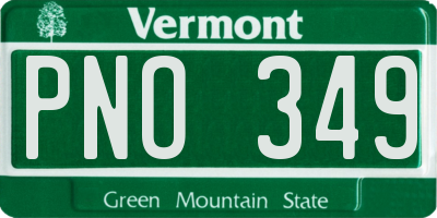VT license plate PNO349