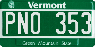 VT license plate PNO353