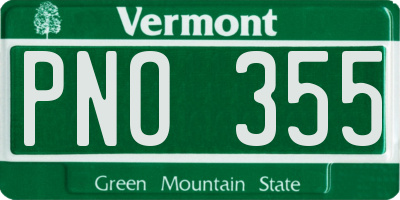 VT license plate PNO355