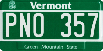 VT license plate PNO357