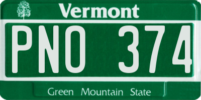 VT license plate PNO374
