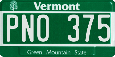 VT license plate PNO375