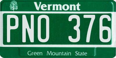 VT license plate PNO376