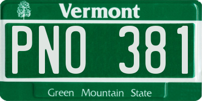 VT license plate PNO381