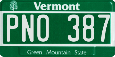 VT license plate PNO387