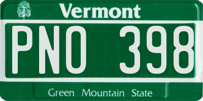 VT license plate PNO398