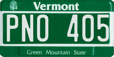 VT license plate PNO405