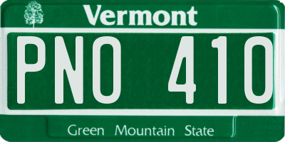 VT license plate PNO410