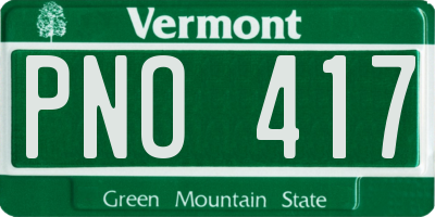 VT license plate PNO417