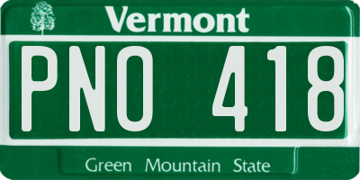 VT license plate PNO418