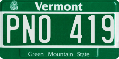 VT license plate PNO419