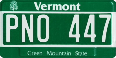 VT license plate PNO447