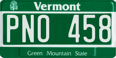 VT license plate PNO458