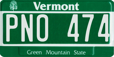 VT license plate PNO474