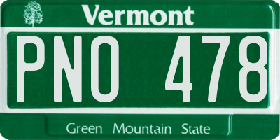 VT license plate PNO478