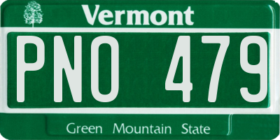 VT license plate PNO479