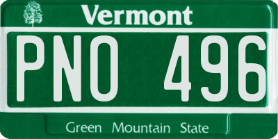 VT license plate PNO496