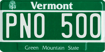 VT license plate PNO500
