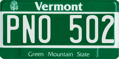 VT license plate PNO502