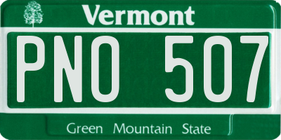 VT license plate PNO507