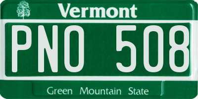 VT license plate PNO508