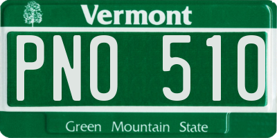 VT license plate PNO510