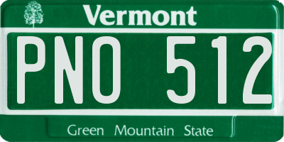 VT license plate PNO512