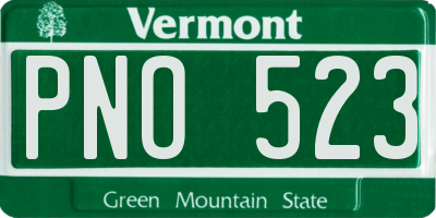 VT license plate PNO523
