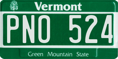 VT license plate PNO524