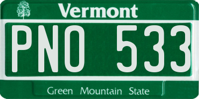 VT license plate PNO533