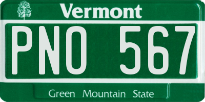 VT license plate PNO567