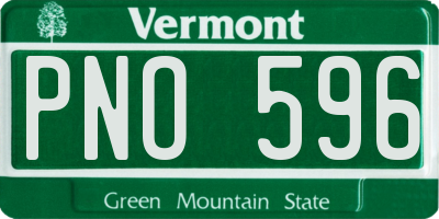 VT license plate PNO596