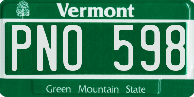 VT license plate PNO598
