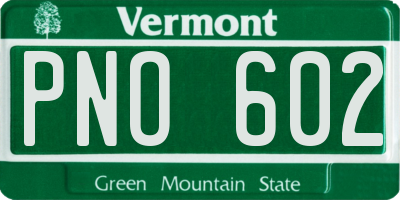 VT license plate PNO602