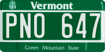 VT license plate PNO647